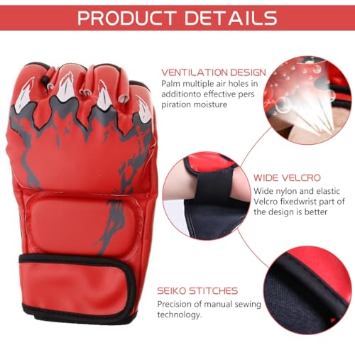 Proberos Boxing Gloves, MMA Gloves with Adjustable Wristband, Training Boxing Gloves, Pu Boxing Gloves for Men & Women with Moulded Foam Padding, Sweat Wicking Lining
