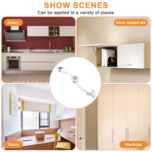 Serplex® Gas Spring Door Hinge for Cabinet, Lift-Up Support, Soft Closing for Flip Down Desk Lid with Screw Pack 3PCS