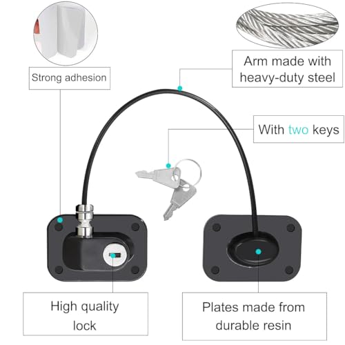 STHIRA® 2pcs Drawer Lock for Baby Safety with Key Self Adhesive Door Refrigerator Fridge Locks Child Proof Stainless Steel Safety Child Lock for Cupboards, Drawers, Fridge, Wardrobe - Black