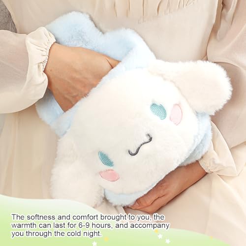 HANNEA® Cinnamoroll Hot Water Bag with Plush Cover Refillable Anti-leakage PVC Period Pain Relief Relieve Cramp Back Pain 3PCS