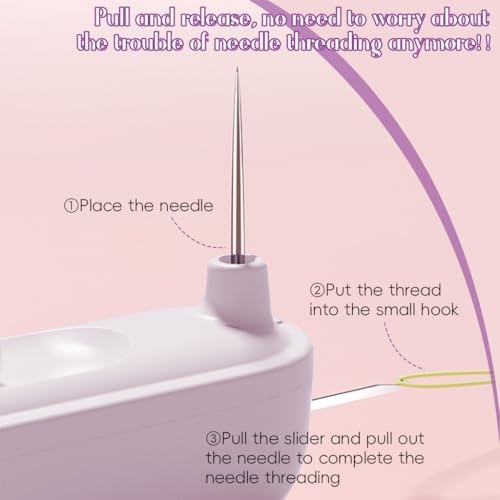 HASTHIP® 2 in 1 Automatic Threader & Seam Ripper Dual Head Retractable Needle Threader Stainless Steel Stitch Remover Sewing Needle Threader for Hand Sewing, Embroidery, and Crafts 3 PCS