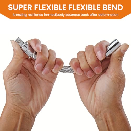 Serplex 3Pcs Electric Wrench Sleeve Universal Extension Rod, Bendable Flexible Socket Extension Bar Shaft Set Wrench Extender For Power