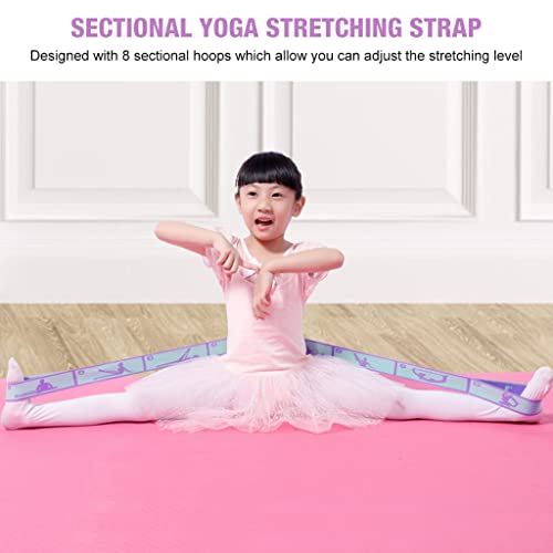 Proberos® Yoga Belt 8 Loops Stretching Strap with Printed Positions Multi-Purpose Elastic Resistance Band 85 * 4 Cm Fitness Rehabilitation Ankle Joint Ligament Training 3 PCS