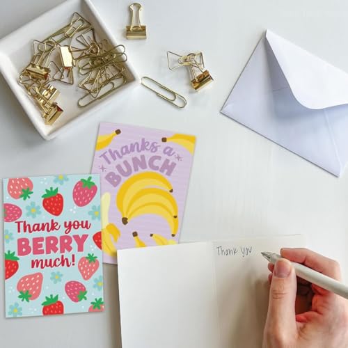 OFIFO® Colorful Thank You Cards with Envelopes 12 Unique Designs Blank Small Suitable for Teachers Employees Graduation Farewell and Other Festive Occasions 12.7cmx17.8cm 2PCS