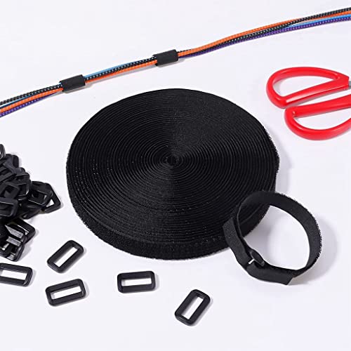 HASTHIP® Cable Organiser Ties Strap Adjustable Multipurpose Hook and Loop Securing for Wire Curtain Marker Belts 5m 25 Plastic Buckles 3 PCS