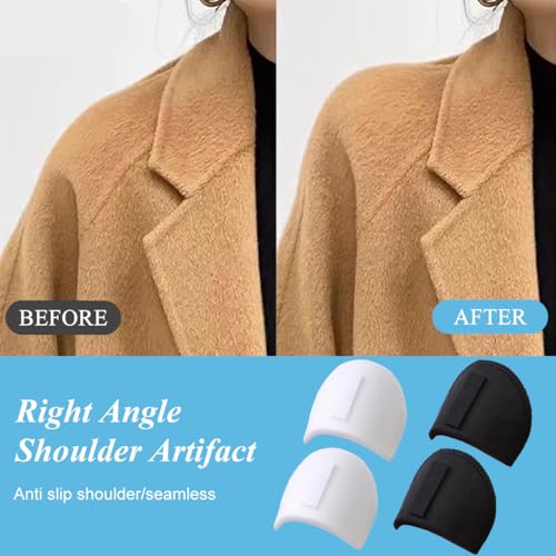 HANNEA 2 Pair Set-in Shoulder Pads 0.59 Inches Thickness Sponge Shoulder Pads No Sew Anti-slip Women Blazer Set-in Shoulder Pads Shoulder Enhancer Pads