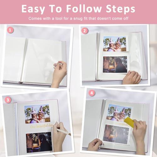 HASTHIP® DIY Photo Album for Photos Collection Scrap Books Memories with 40 Pages Scrapbook 4x6 5x7 8x10 Pictures Fashion Linen Hard Cover Women Mom Family Baby Travel 3 PCS