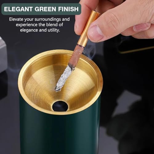 HASTHIP® Car Ash Tray Stainless Steel Ashtray, Green Windproof Ashtray with Funnel Lid, Car Ash Tray Table Ash Tray for Home Office, 3.9 x3.9 x3.9 inches (Green) 3 PCS