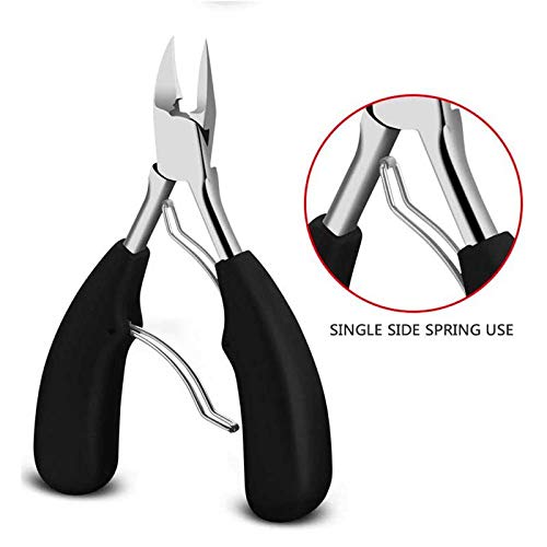 MAYCREATE lesgos Professional Surgical Grade Stainless Steel Ingrown Big Thick Nails Nippers Cutters with File for Elderly, Seniors, Men (Black)