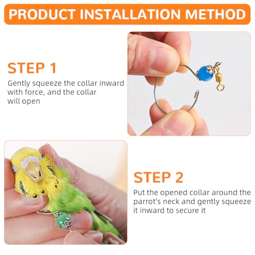 Qpets Parrot Chain Harnesses Purple Opal Charm Neck Ring with 50cm Chain Parrot Neck Collar Chain Harnesses with Quick Release Buckle Fashion Bird Accessories