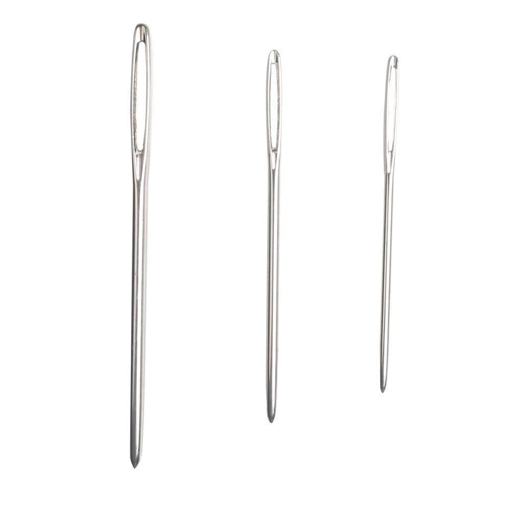 ZIBUYU Crochet Needles Set Large Eye Blunt Needle Crochet Kit Stainless Steel Sewing Needles Knitting Needles for DIY Crochets 3 Sizes Yarn Knitting with Transparent Bottle - 9 Pcs