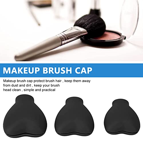 MAYCREATE Makeup Brush Cover 3 Sizes Set, Silicone Travel Dustproof Covers for Makeup Brushes, Reusable Foundation Brush Protector Cap, Universal for Single & Multi-fit (Brush Not Included)