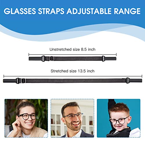 HASTHIP® 9PCS Adjustable Glasses Straps No Tail Eyewear Retainer Anti-Slip Elastic Eyeglasses Strap Holder Sunglasses Straps for Adults Men Women (Black)