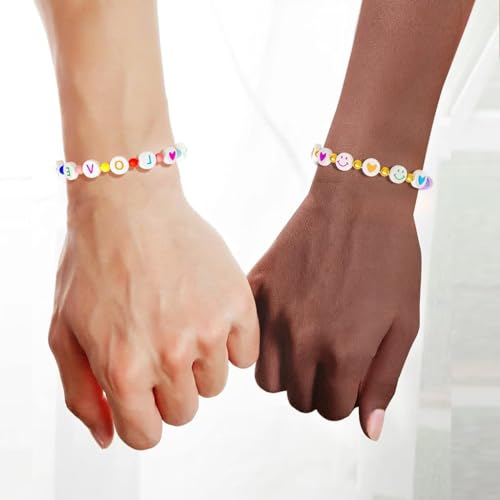 SANNIDHI® 4200PCS Alphabet Beads for Bracelets Colorful 28 Styles A to Z Letter Beads Jewellery Making Kit Smiley Face Heart Friendship DIY Crafts Set