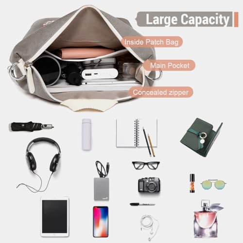 PALAY Women Backpack Canvas Bag Large Handbag with Shoulder Strap Fashion Casual Print Backpack Shoulder Bag Crossbody Bag