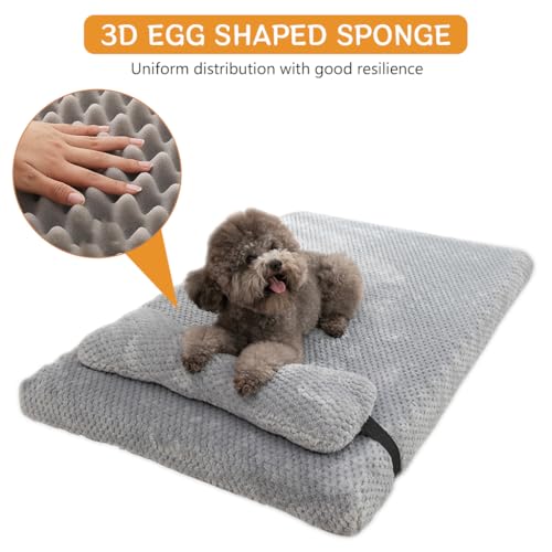 Qpets Soft Dog Bed Cat Bed 27.5x19.6 inches Memory Foam Cushion Mat with Long Pillow Thickens Warm Winter Cushion Mat Pets Bed for Cats Dogs Anti-slip Cushion Mat for Cats Dogs
