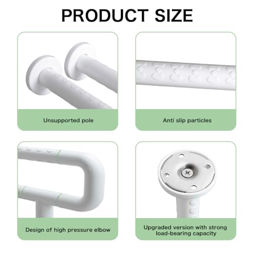 HANNEA® Elderly Disabled Commode Medical Accessories Safety Hand Railing Guard Frame Shower Assist-White