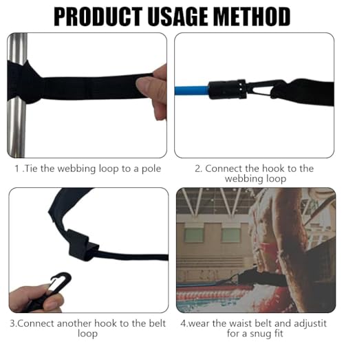 Proberos Swimming Resistant Belts Waist Belt with 13ft Long Swim Resistance Cord Swim Tether Stationary Swimming Belt for Advanced Swim Training Sessions