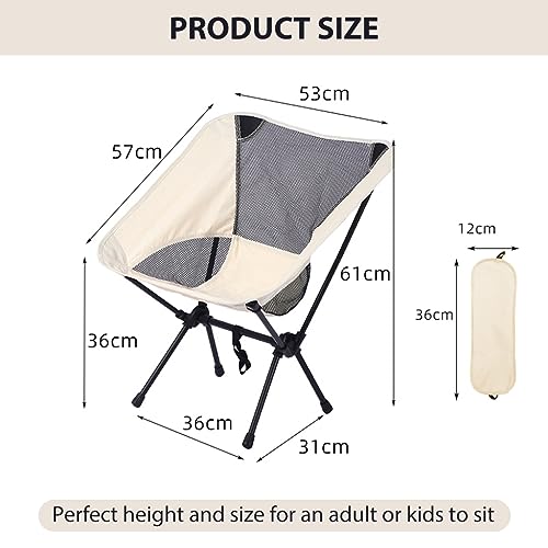Proberos® Portable Folding Camping Chair Outdoor with Carry Bag 600D Oxford Cloth Max 300 Lbs Weight Capacity Breathable for Fishing White 2 PCS