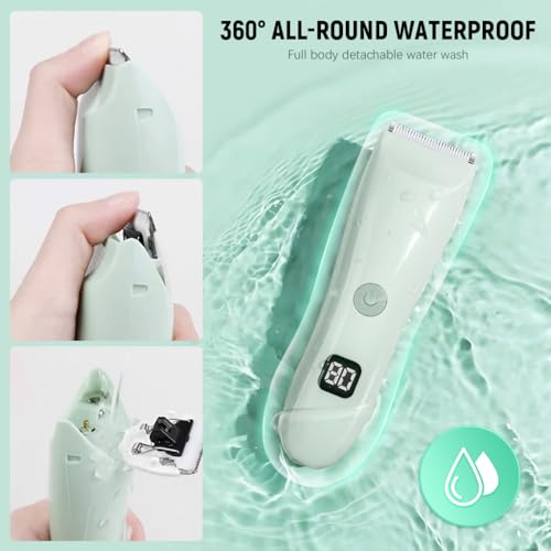 HANNEA Cordless Baby Hair Clipper Waterproof Silent Baby Hair Clipper Home Salon Cordless Baby Hair Clipper with 2 Guards USB Rechargeable Hair Clippers Digital Battery Capacity Display