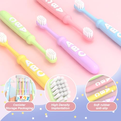 HANNEA® 30PCS Kids Tooth Brush Set Soft Bristle Toothbrush Cute Colorful Letter Rubberized Handle for 6-12 Years Old Boys Girls