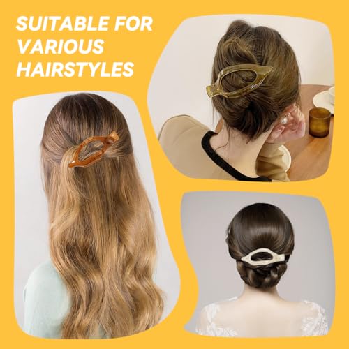 PALAY 4 Packs Flat Claw Clips for Women Girls Stylish Large French Concord Hair Clips for Women Strong Hold Hair Clutches for Thick Thin Hair Comb Clips Hair Accessories for Women and Girls