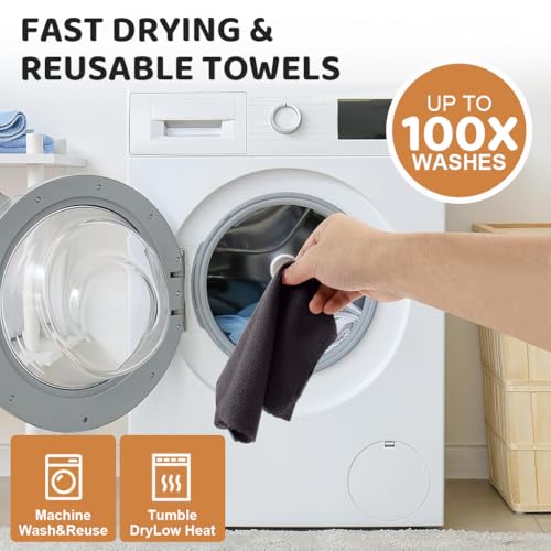 HASTHIP® 50 Pack Microfiber Cleaning Cloth Roll 9.8 inches Car Precut Reusable Polyester Kitchen Wipes Non-Scratch Towel for Bowl Pots Countertop in-car 2PCS