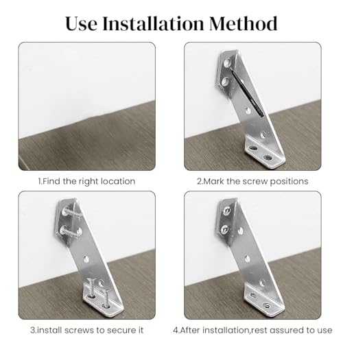 Serplex® 420PCS Shelf Brackets with 120pcs Screws Multi Hole Stainless Steel Furniture Corner Connectors 1.1MM Thickening Heavy-Duty Triangle for Connecting Wall Mounting