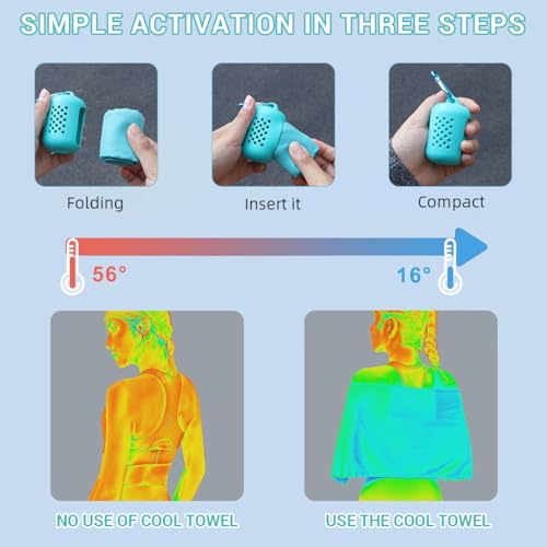 Proberos® Quick Dry 40x40cm Cooling Towel for Gym Outdoor Microfiber Sweat Men Women Yoga Portable Pocket Face with Silicone Box Carabiner Green 2 PCS