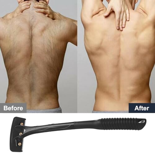 MAYCREATE Back Shaver for Men, Long Handle Back Trimmer, Foldable Comfy Back Cleaning Manual Back Shaver for Men, 5 Blades Included