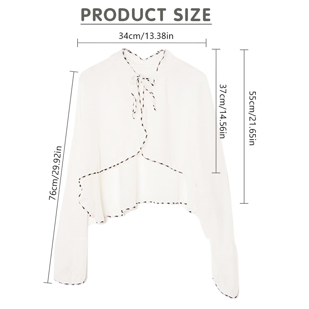 PALAY Chiffon Shawl Shrug for Women Sun Protection Sheer Cardigan Capes Wraps Loose Summer Arm Sleeves Travel Beach Shrug for Biking Cycling Driving Fishing