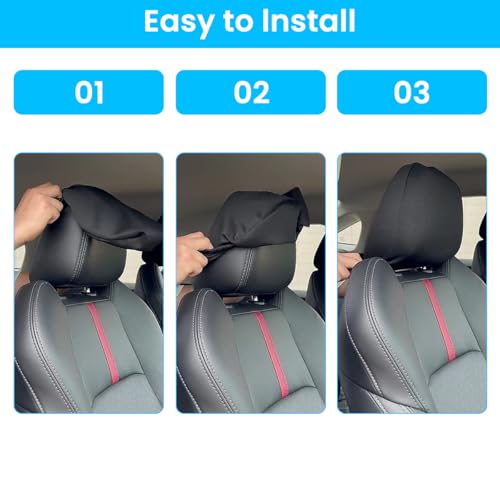 STHIRA® 6PCS Car Headrest Covers Dustproof Minimalist Black Upholstery Accessories Universal Slip-on Stretchy 9 x 10.6