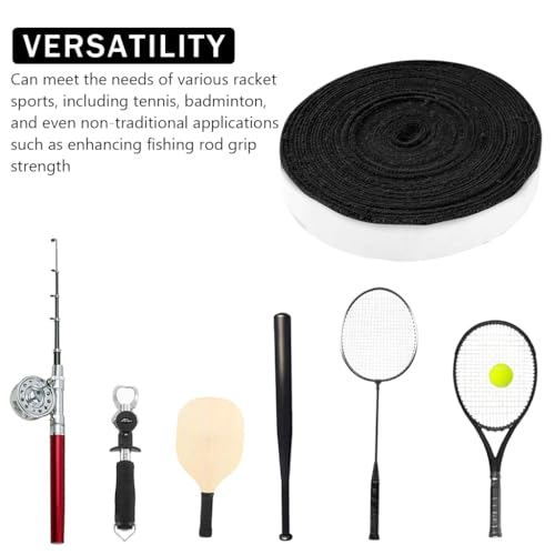 Proberos® Badminton Towel Grip Tape 10 Meters Super Anti-Skid Absorb Sweat Self-Adhesive Racket Handle Support Overgrip Replacement Sweat Absorbing Black 3PCS