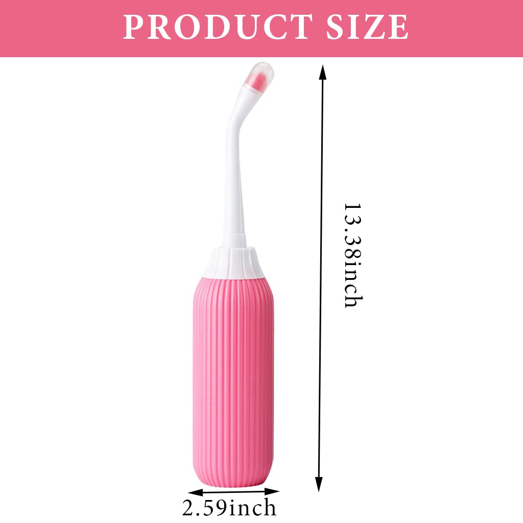 HANNEA 500ml Portable Jet Spray for Toilet Retractable Handheld Travel Portable Bidet with Bag/2 Nozzles, Toilet Postpartum Perineal Clean Childbirth Cleaner Outdoor, Camping, Travel Essentials-Pink