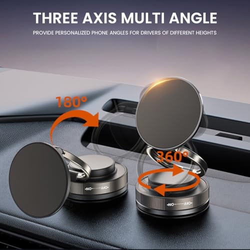 STHIRA® Magnetic Car Mobile Holder for Dashboard 360 Rotatable Foldable Mount with Strong Suction Universal Compact Portable Phone Stand Secure Grip for All Smartphones 2PCS