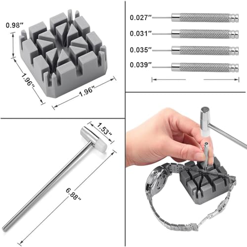 Serplex® 24-in-1 Professional Watch Repair Kit for Wrist Watches, Multi-Tool Set with Liftable Platform, Spring Bar Tool, Link Remover, Cotter Pins, Hammer & Storage Bags for Strap Adjustment (3 Set)
