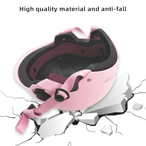 STHIRA Scooter Helmet Cute Helmet for Women Motorcycle Helmet Open Face Helmet with Movable Clear Goggle & Adjustable Chin Strap, Safety Buffer Helmet for Scooter, Motorcycle, Bike(Pink, M Size)
