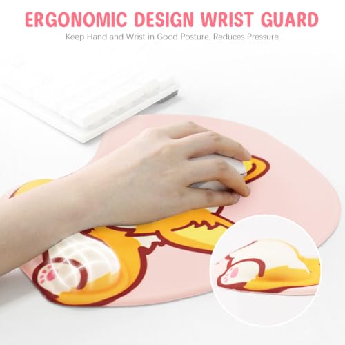 ZORBES® Kawaii Cartoon Puppy Mouse Pad with Wrist Rest Ergonomic Gel Smooth Lycra Cover Anti-Slip Base Office Gaming Anime Theme Spandex Silicone Material Color MH074 3PCS