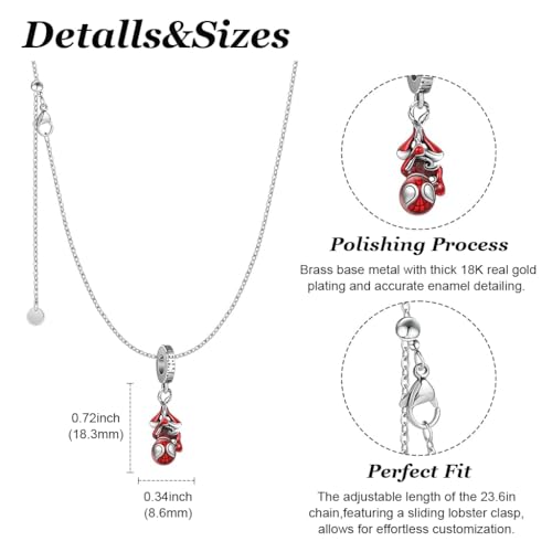 Venzina Spiderman Necklace for Boys and Men Red Spider Man Pendant Necklace Stainless Steels Cable Chain Jewellery Accessories Birthday Gift for Boys, Girls, Men, Women