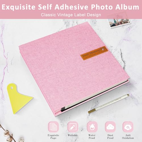 HASTHIP® DIY Photo Album for Photos Collection Scrap Books Memories with 40 Pages Scrapbook 4x6 5x7 8x10 Pictures Fashion Linen Hard Cover Women Mom Family Baby Travel 3 PCS