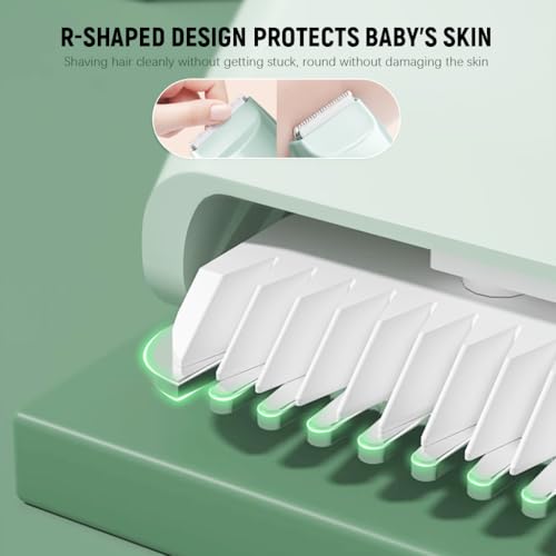 HANNEA Cordless Baby Hair Clipper Waterproof Silent Baby Hair Clipper Home Salon Cordless Baby Hair Clipper with 2 Guards USB Rechargeable Hair Clippers Digital Battery Capacity Display