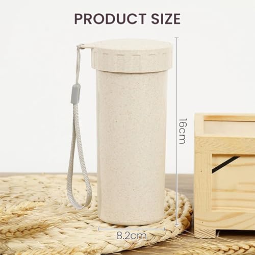 Supvox 330ml Water Bottle Pack of 3 Unbreakable Water Bottle Set, Wheat Straw Slim Sipper Bottle for Adults, Women & Kids, BPA Free Water Bottles, Lightweight Water Bottle