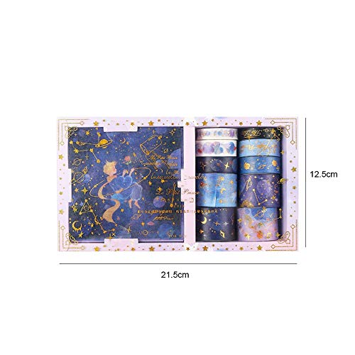HASTHIP Shine Gold Foil Washi Tape Sets 10 Rolls Washi Tapes with 10 Sheets Stickers Decorative Tape for Crafts Bullet Journal Gift Wrapping Scrapbooking (Purple)