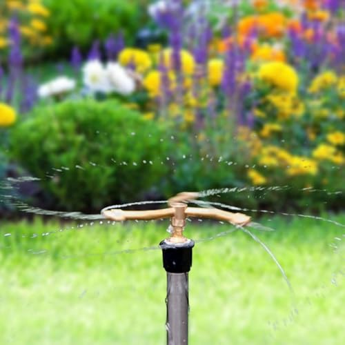 HASTHIP® 3-Head Automatic Rotating Garden Sprayer Irrigation Brass Water Sprinkler Multi-Arm Nozzle Plant Watering 360 Degree Rotation System 3PCS