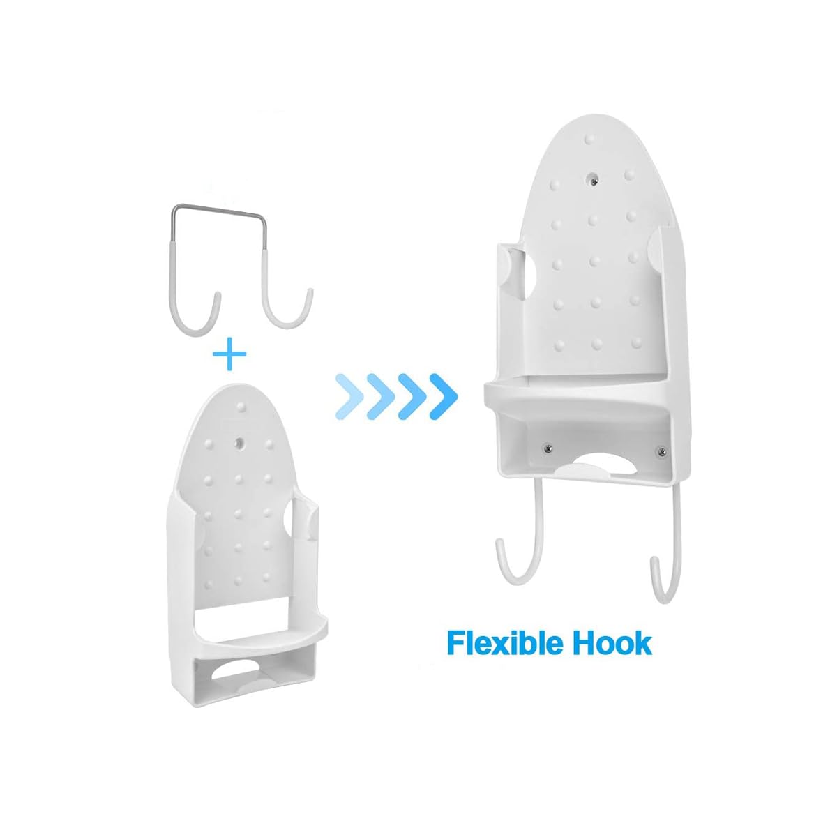ZIBUYU Holder for Iron Wall Mounted Iron Holder with Cable Organizer and Iron Plate Hook Heat Resistant PBT Holder for Iron, Electric Iron Holder for Home, Hotel