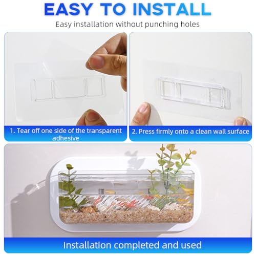Qpets Wall Fish Tank Betta Fish Wall Mounting Fish Tank for Home Decor Plastic Transparent Self Adhesive Fish Tank Multi Purpose Wall Accessories Organizer Box for Home/Office