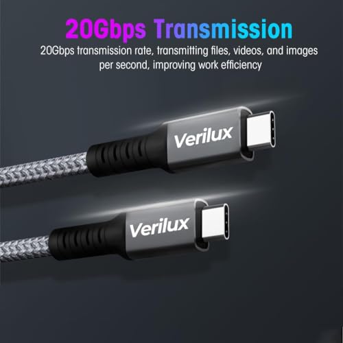 Verilux® Type C to Cable 4.9Ft PD 240W Fast Charging Adapter Support 20Gbps Data Transfer 4K 60Hz Display Male USB for Thunderbolt 4 3 Mobile MacBook Samsung 3PCS