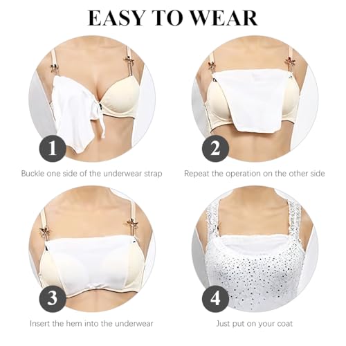 SANNIDHI® 6PCS Bra Coverups Snap-to-Bra Modesty Stretchy Modal Coverage Camisole Inserts for Low-Cut Tops Dresses V-Neck Beige