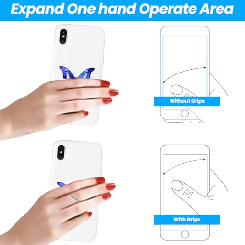 ZIBUYU® Metal Phone Ring Grip Desk Support 360 Rotatable Folding Strong Adhesive Clear Round Acrylic Backing for Case 3PCS