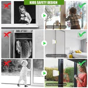 SNOWIE SOFT 2 Pack Security Window Lock for Push-Pull Doors, Keeping Window Locked in Place, Safety Window Restrictor for Kids Baby Safety Strong Self Adhesive, Window Locks Door Locks